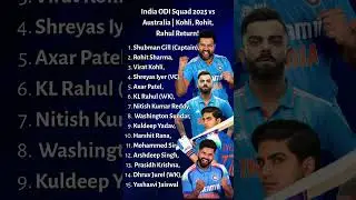 India ODI Squad 2025 vs Australia | Kohli, Rohit, Rahul Return! 🔥 Shubman Gill Leads Team
