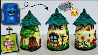Mini Clay House By reusing waste Bottle | Recycling Parachute oil Bottle into Decor Items | DIY 🦋