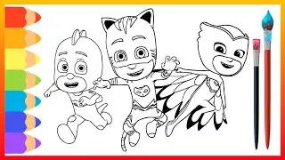 Coloring PJ Masks Catboy, Gekko and Owlette - PJ Masks Drawing and Coloring for Kids