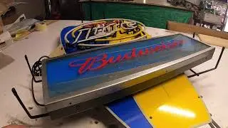 Ремонт неоновой вывески, ремонт неоновой вывески Miller Budweiser