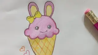 How to draw a bunny ice cream || ice cream drawing easy