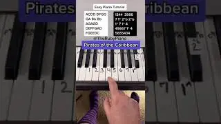Pirates of the Caribbean Piano Easy Tutorial With Letter Notes #shorts #piano