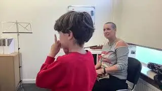 Mid Suzuki violin book 1 lesson with Kate Conway teaching Hal, 26.9.22