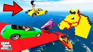 FRANKLIN TRIED IMPOSSIBLE HORSE JUMP PARKOUR CHALLENGE CARS BIKES TANKS GTA 5 | SHINCHAN and CHOP