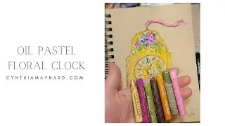 Mantel Clock Oil Pastel Painting