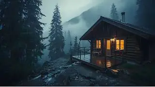 Cozy Rain Cabin in the Alps 🌧️ Deep Sleep & Thunder Ambience