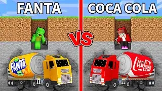 Mikey FANTA vs JJ COCA COLA Truck Mine Battle in Minecraft (Maizen)