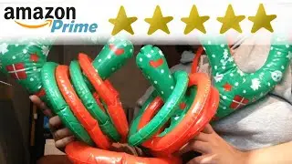 Unboxing GINMIC Christmas Inflatable Reindeer Antler Ring Toss From Amazon Prime