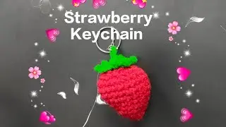 Crochet Strawberry Keychain #crochet 