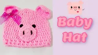 How to crochet a baby pig hat/ crochet baby hat/step by step tutorial