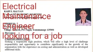 Electrical Maintenance Engineer Looking for a job