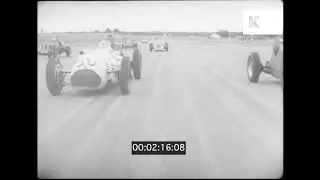1950s UK, POV Car Racing Track, 16mm