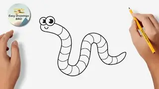 Worm drawing tutorial | How to draw a worm | Easy Drawings BRO