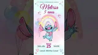 Convite entre em contato 47933001648 #aniversario #stitch #convite #disney #conviteaniversario