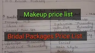 Bridal Package Price List, Makeup price List
