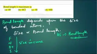Bond length of Hydrogen Halides. HF, HCl, HBr and HI.@ChemMCQs Academy.