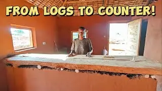 Building Our Dream Kitchen! 🪵 | DIY Rustic Log Countertop in Our African Village Home