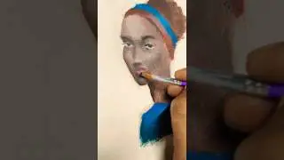 Painting a portrait ✨ on paper with oil paint #shorts #painting