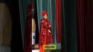 pipin dengan busana muslim merah , fashion show BMI HONGKONG 18 April 2023