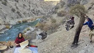 Mountain Survival Challenge ⛰️ Collecting Firewood Baking Local Bread in a Cave 🍞 Fresh River Fish 🐟