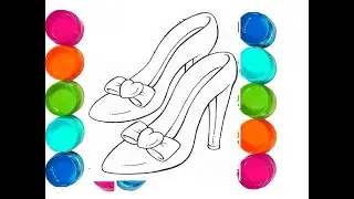 How to draw princess party shoes | high heels | easy drawing step by step for kids