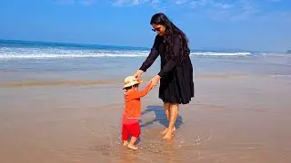 Mom and Her One-Year-Old: Unforgettable Beach Day Adventures - Ganpatipule beach with Real Sound
