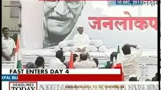 Anna Hazare's indefinite fast enters day 4