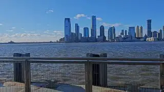 New Year&rsquo;s Day Quiet at Battery Park Ferry Terminal Slow Pan Statue of Liberty &rarr; Verrazzano-Narrows