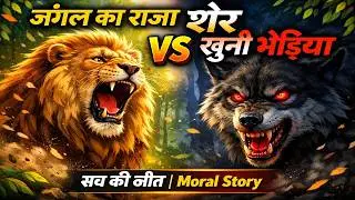 Jungle King Lion vs Bloody Wolf | Hindi Story | जंगल का राजा शेर और खूनी भेड़िया