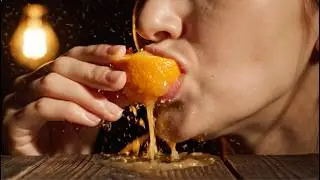 Ripe Juicy Orange Peeling & Eating, Satisfying & Relaxing ASMR
