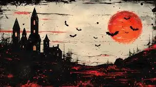 Haunted Castle with Blood Moon Screensaver, Halloween TV Art for Spooky Autumn Nights