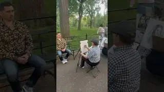 Portrait Artist 👨&zwj;🎨 in Central Park New York #shortvideo #art #drawing #canvas #painting #shorts