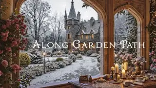 A Candlelit Winter View Along the Garden Path | Dark Academia Ambience