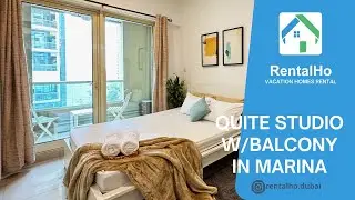 Quiet Studio w/ Balcony & RoofTop Pool in Manchester Tower, Dubai Marina