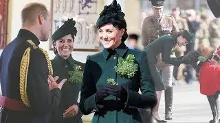Luxurious in an emerald green jacket Kate & William honors St. Patrick's Day at a parade traditional