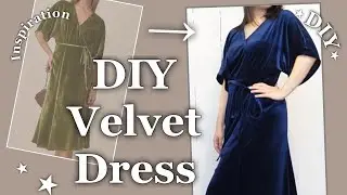 How to Sew Stretch Velvet Wrap Dress: NO ZIPPERS Easy Sewing DIY