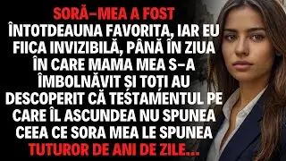 SORĂ MEA A FOST ÎNTOTDEAUNA FAVORITA, IAR EU FIICA INVIZIBILĂ, PÂNĂ ÎN ZIUA ÎN CARE MAMA MEA S A...