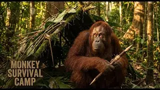 Monkey Survival Camp: Orangutan Crafts Tools & Catches Fish | 2-Minute ASMR Wildlife&rdquo;