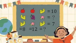 林晟數學-把水果當數字，等號後面的數是每行或每列的和，請算出問號處是什麼數．
