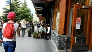 Walking on Banff Avenue in Banff Town Alberta Canada