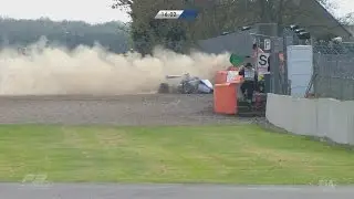 FIA Formula 3 European Championship 2017. Race 1 Silverstone Circuit. Ralf Aron Crash