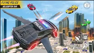 Flying Helicopter Robot car Games - Flying Police Robot Car Simulator Android Game