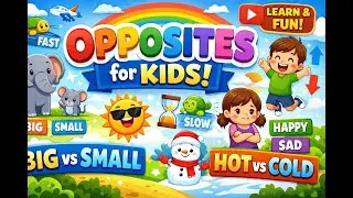 Opposites for Kids 🌈 | Learn Big & Small, Hot & Cold | English Vocabulary for Children