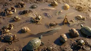 Catching Crabs, Snails, Frogs & Ornamental Fish in Deep Mud Holes Trapeang​ Tiny