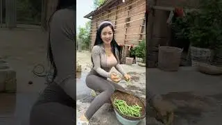Peel the bean pods