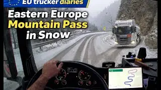 Eastern Europe Mountain Pass in Snow &mdash; Hairpin Turns in a Truck (POV)