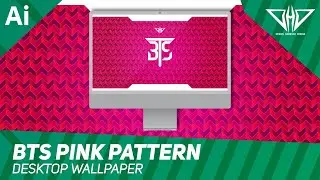 BTS Custom LOGO Pink Pattern Background Desktop Wallpaper DHD