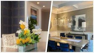 75 Medium Tone Wood Floor And Blue Floor Dining Room Design Ideas You'll Love 🔴
