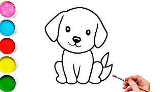 Cute dog drawing for kids | painting and colouring satisfying | kids drawing tube 3