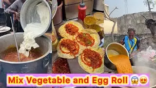 🔥 Superfast Double Egg Chowmein Roll 😍 | Massive Winter Special Mix Vegetable Making 🤩